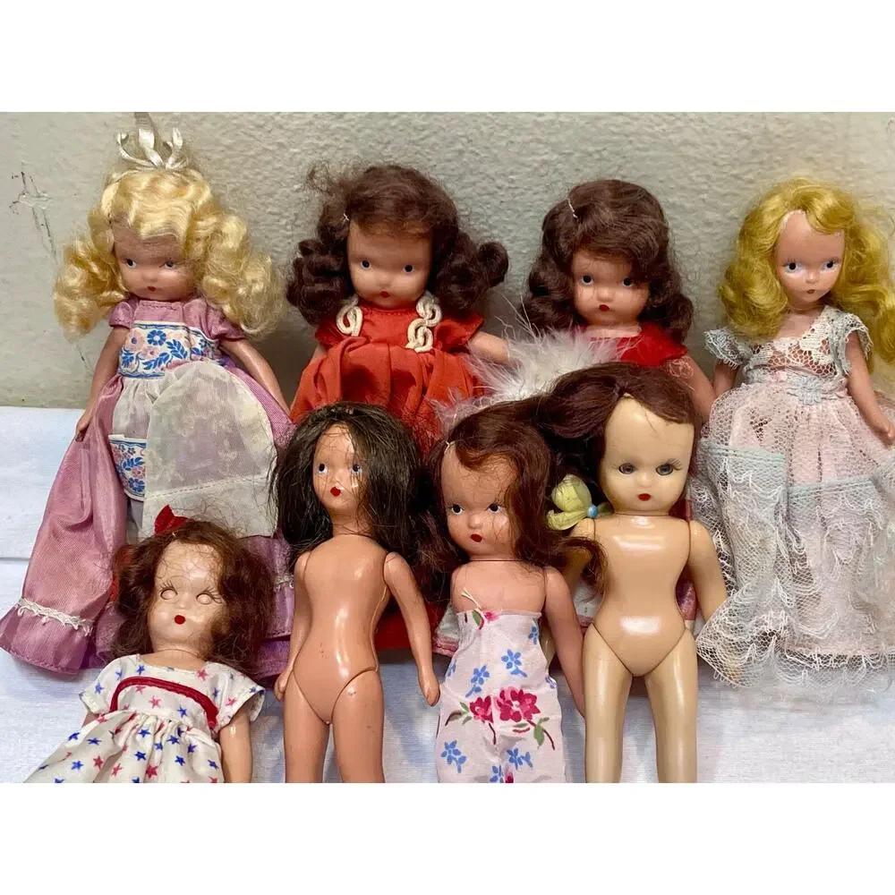 8 Vintage Lot 1940’s 50s Nancy Ann Storybook Dolls Bisque Hard Plastic